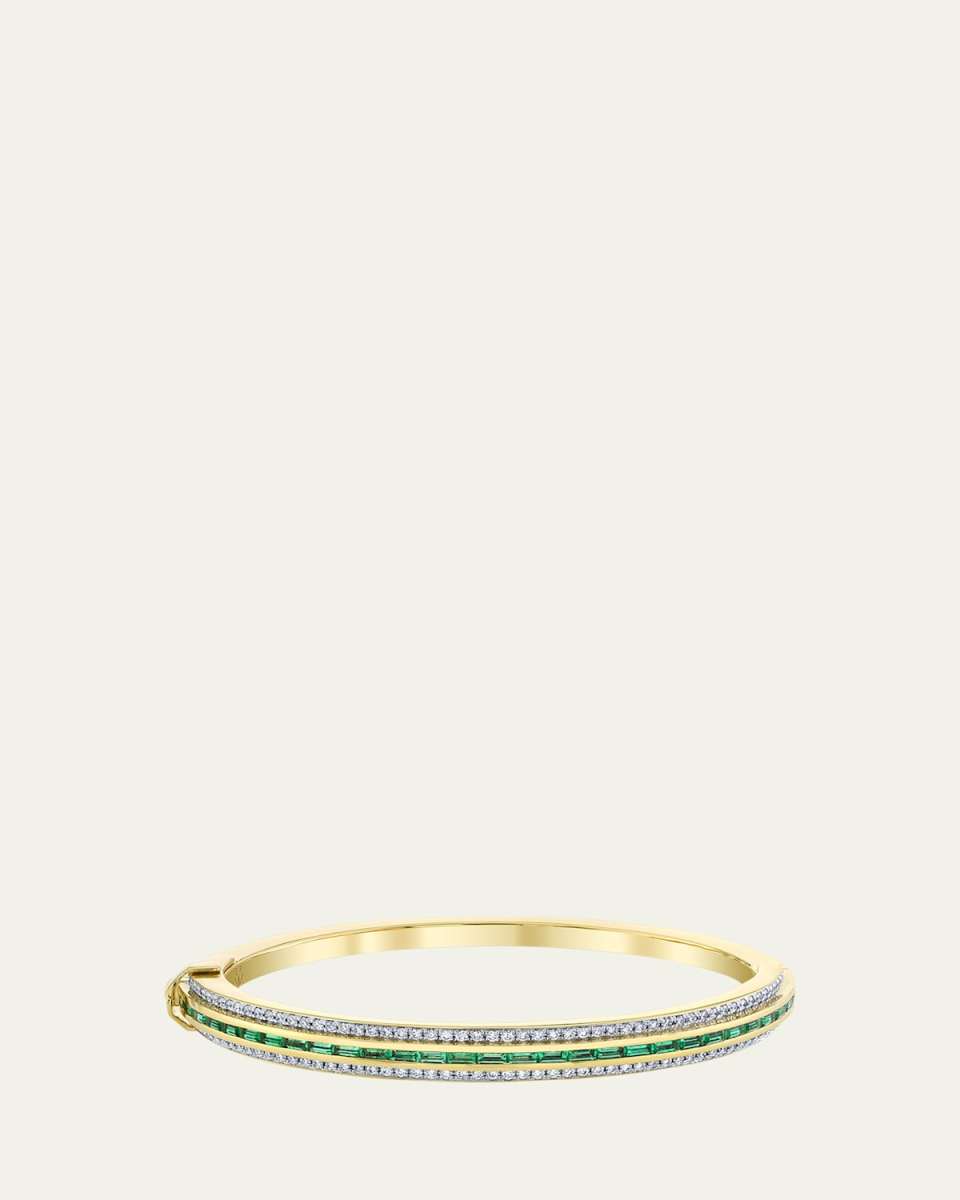 Tiered Emerald and Diamond Bracelet in 18K Gol